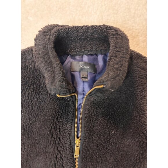 J.Crew Womens Black Sherpa Fleece Vest With Gold Zippers Size XS Cozy Outerwear - Picture 5 of 9